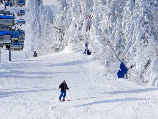 Skier on a Mount Snow trail