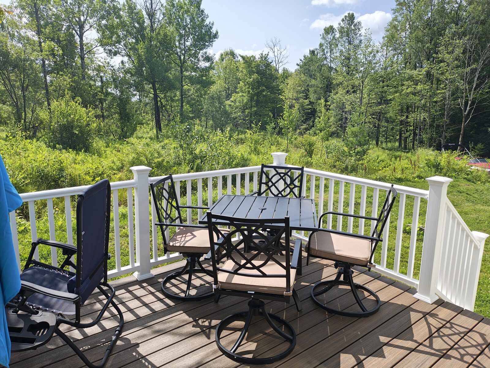 Outdoor dining set on the deck