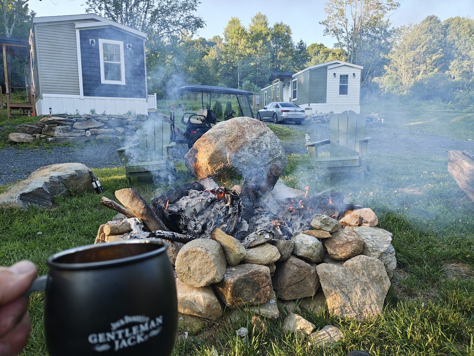 Morning coffee by the fire pit