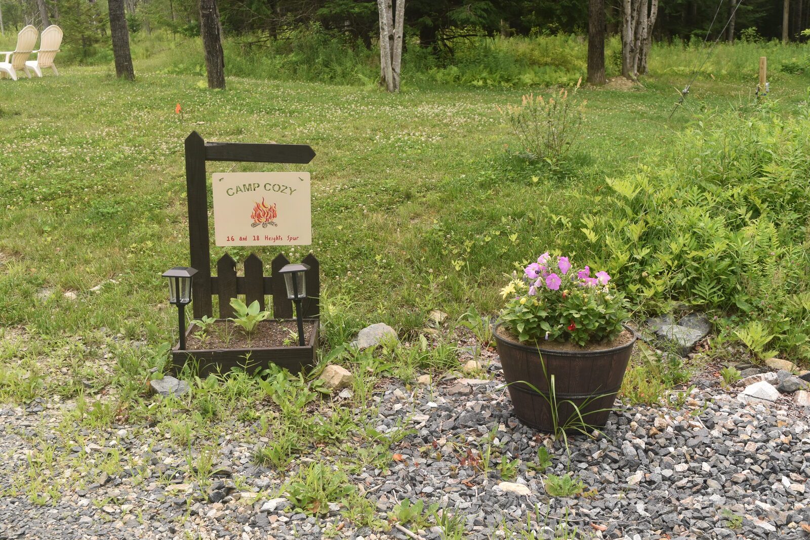 Camp Cozy entrance sign